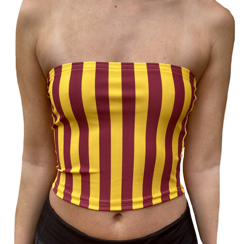Maroon & Gold Striped Tube Top