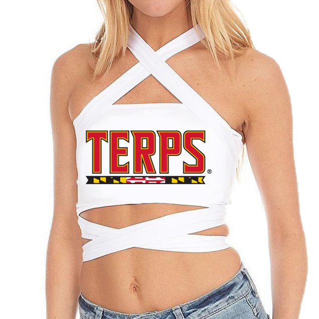 Maryland Terps White Multi Way Bandeau Top