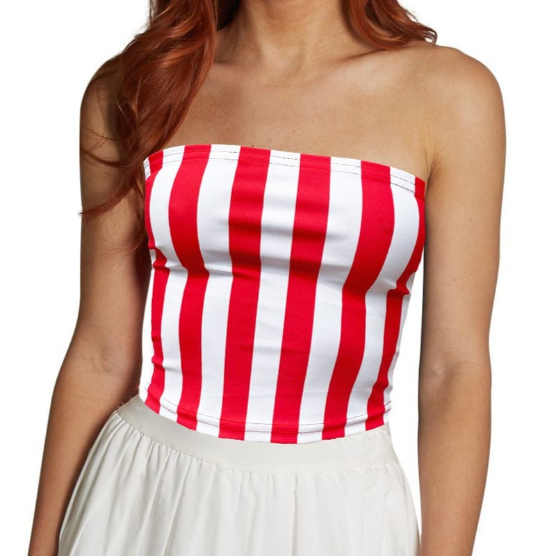 Red & White Striped Tube Top