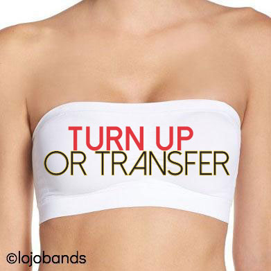 Red & Black Turn Up or Transfer White Bandeau Top