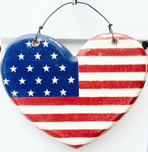 USA Heart Wooden Sign