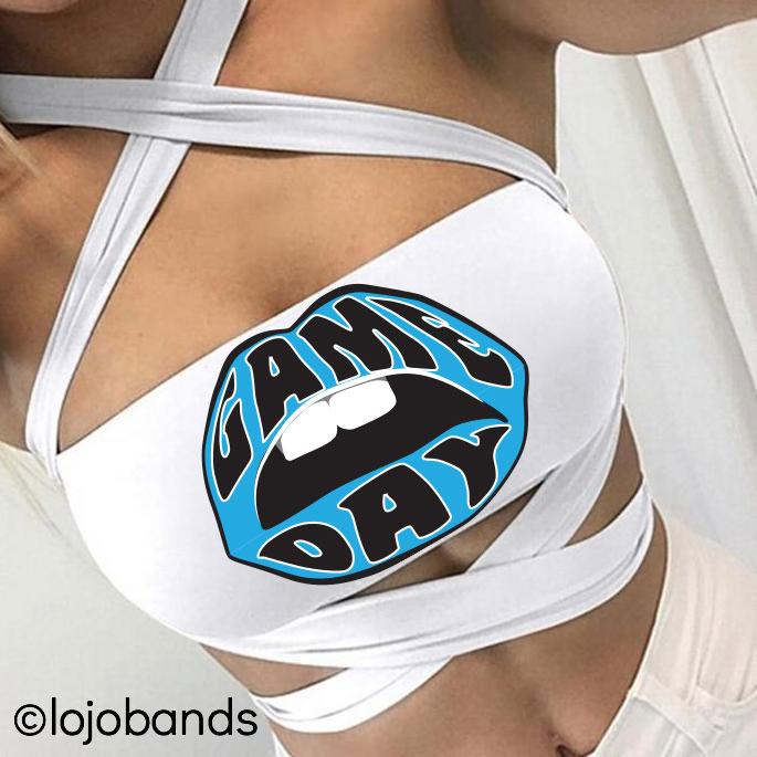 Light Blue & Black Game Day White Multiway Bandeau