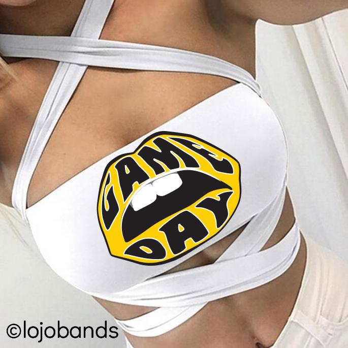 Black & Yellow Game Day White Multiway Bandeau - lo + jo, LLC