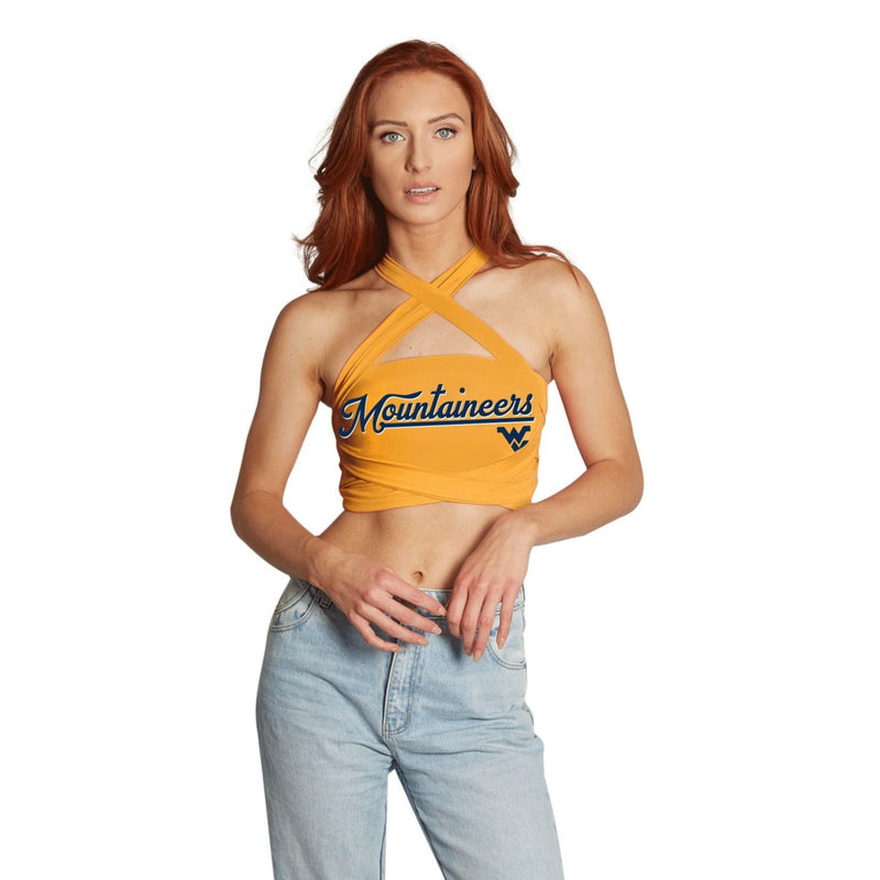 West Virginia Mountaineers Gold Multi Way Bandeau Top